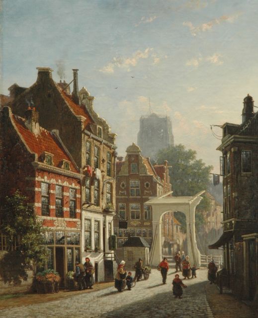 Frederik Roosdorp | A town view with a draw bridge, oil on canvas, 55.7 x 45.4 cm, signed l.l. with initials and dated '65