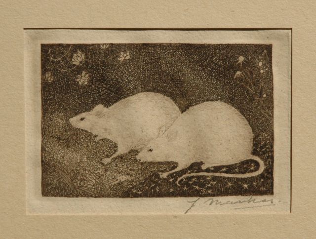 Jan Mankes | Two mice, etching on paper, 6.8 x 10.2 cm, signed l.r. (with pencil) and executed in 1916