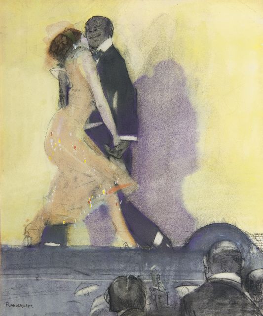 Hem P. van der | Dancing the tango, pastel and gouache on paper 57.6 x 47.5 cm, signed l.l.