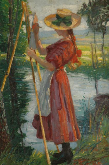 Gärtner F.A.  | The young paintress, oil on canvas 75.1 x 50.3 cm, signed l.r.