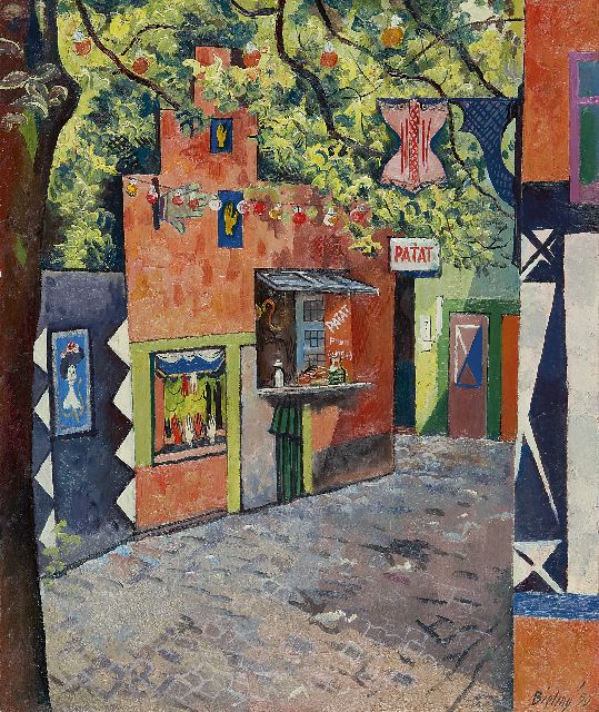 Herman Bieling | A village square, oil on canvas, 49.1 x 41.5 cm, signed l.r. and dated '50