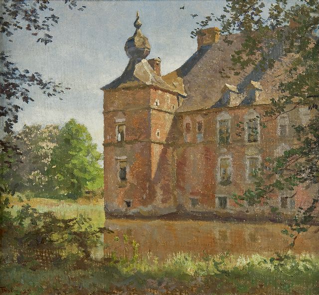 Tholen W.B.  | The Cannenburgh castle in summer, oil on canvas laid down on panel 37.3 x 41.4 cm, signed l.l. and dated '22