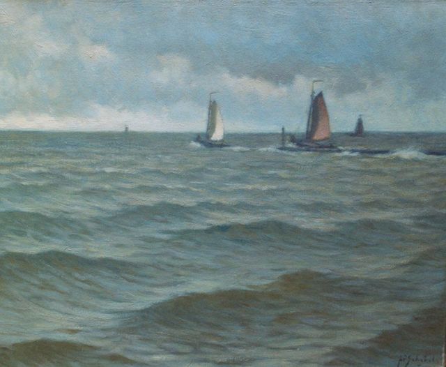 A.P. Schotel | Setting sail, Enkhuizen, oil on canvas, 40.5 x 50.3 cm, signed l.r.