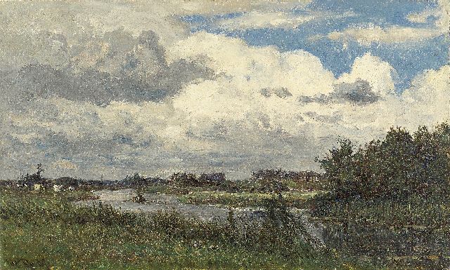 Willem Roelofs | Loosdrecht, oil on canvas laid down on panel, 26.3 x 44.1 cm, signed l.l. and painted ca. 1881