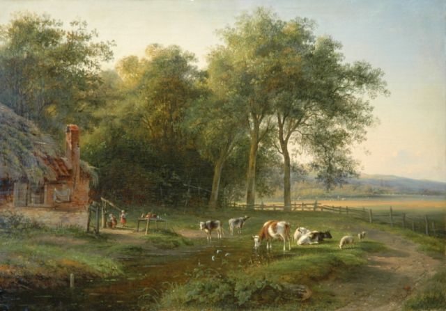 Jan van Ravenswaay | Cattle in a summer landscape, oil on canvas, 49.4 x 70.1 cm, signed l.r. (vague)