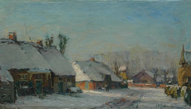 David Schulman | A village in the snow, oil on canvas, 25.2 x 44.6 cm, signed l.r.
