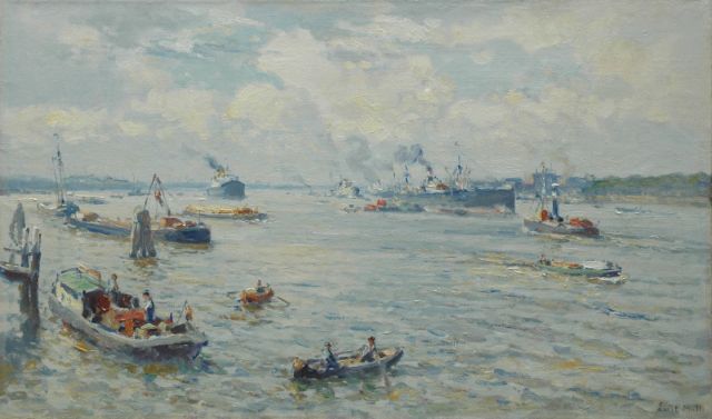 Evert Moll | A harbour view, oil on canvas, 60.1 x 100.4 cm, signed l.r.