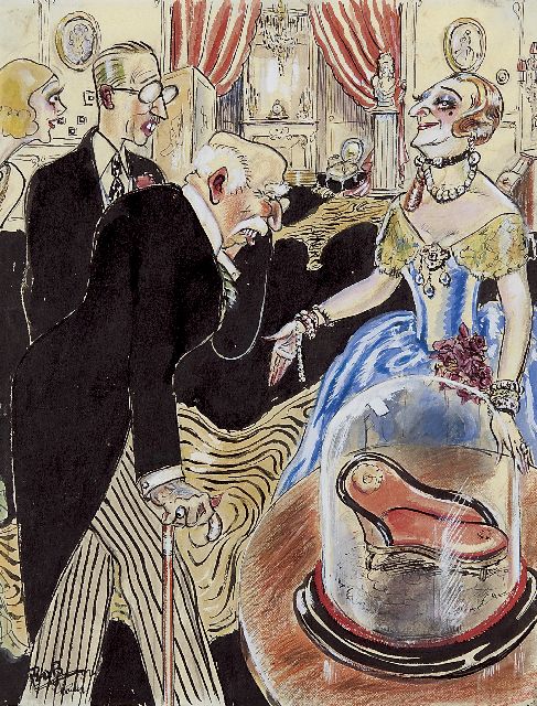 Rebecca van Gelder | At the society, pen and watercolour on paper, 27.0 x 21.0 cm, signed l.l. and dated 'Londen' '32