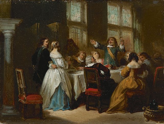 Herman ten Kate | The wedding toast, oil on panel, 17.8 x 23.4 cm, signed l.r. and dated '56