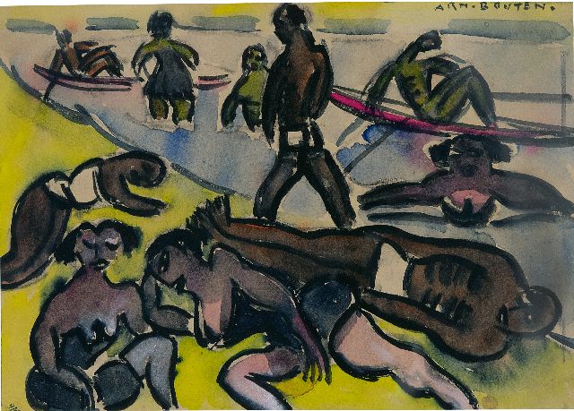 Bouten A.F.X.  | Swimmers, watercolour on paper 15.5 x 21.7 cm, signed u.r. and painted in 1920's