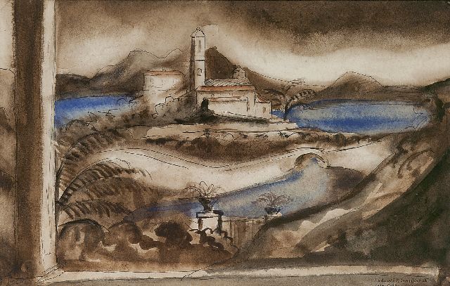 Lodewijk Schelfhout | A view of Corsica, watercolour on paper, 21.3 x 34.2 cm, signed l.r. and dated 'Corse 1919'