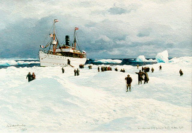 Karl Paul Themistocles von Eckenbrecher | The 'Oihonna', Spitsbergen, oil on canvas, 39.0 x 55.2 cm, signed l.l. and dated 1905