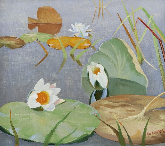 Smorenberg D.  | Water lilies, oil on canvas 34.4 x 39.3 cm, signed l.r.