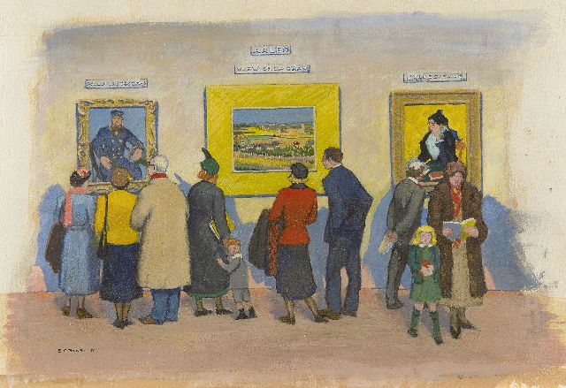 Barry E.C.  | Van Gogh at the 'Met', 1950, gouache and oil on paper 30.0 x 41.3 cm, signed l.l. and dated '50