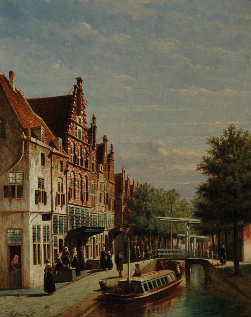 Petrus Gerardus Vertin | A Dutch town with the Huis met de Schopjes, Alkmaar, oil on canvas, 63.1 x 50.9 cm, signed l.l.