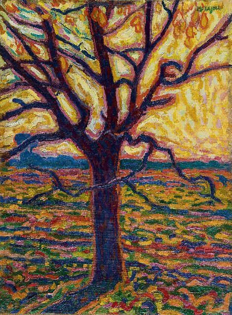 Gestel L.  | A tree in autumn, oil on canvas laid down on board 52.4 x 38.5 cm, signed u.r. and painted ca. 1909-1910