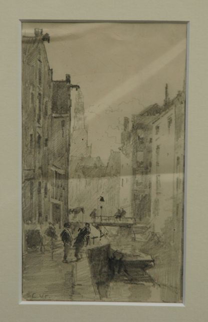 Cornelis Vreedenburgh | The Oudezijds Kolk with the Oude Kerk, Amsterdam, pencil on paper, 20.5 x 12.0 cm, signed l.l. with initials