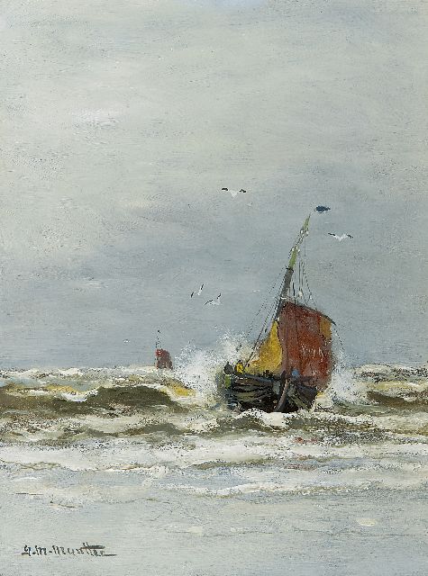 Munthe G.A.L.  | Fishing boats Katwijk, oil on painter's board 23.9 x 18.2 cm, signed l.l.