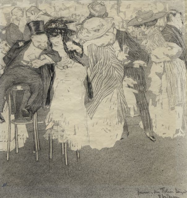 Hem P. van der | Henri de Toulouse-Lautrec at the Folies Bergère, Paris, ink and chalk on paper 32.9 x 31.4 cm, signed l.r.