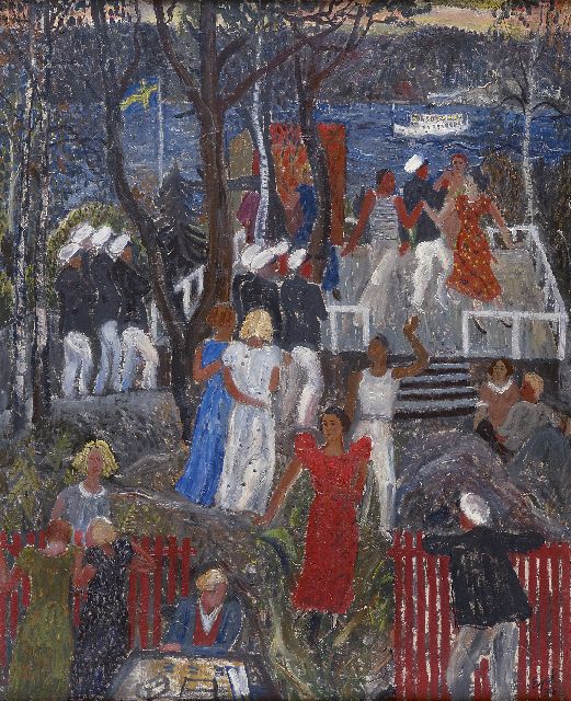 Charles Eyck | A party in Gammeludden, along the Swedish shore, oil on canvas, 90.8 x 74.2 cm, signed l.r. and on the reverse and dated '36