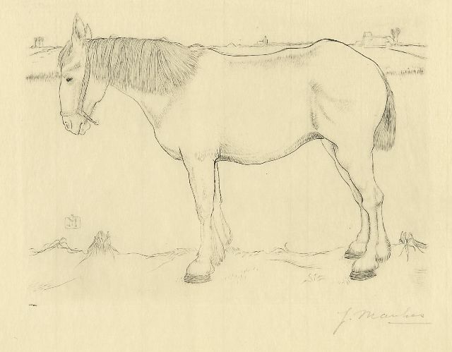 Jan Mankes | Standing horse, copper engraving on paper, 14.0 x 17.5 cm, signed l.r. in full (in pencil) and with mon. n the plate and executed in 1917