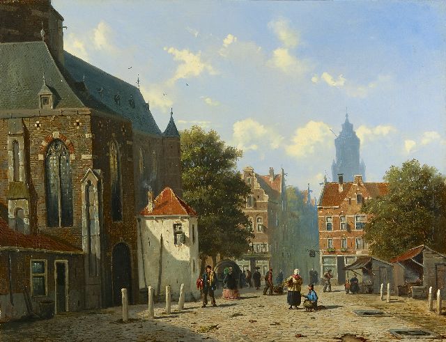 Frederik Roosdorp | A view of a Dutch church square, oil on canvas, 55.9 x 71.4 cm