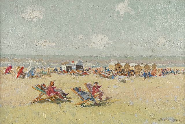 Frans Smeers | On the beach, oil on canvas, 40.2 x 60.2 cm, signed l.r.