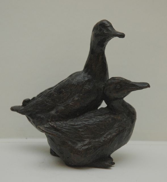 Lipensky F.J.  | Two ducks, patinated bronze 11.5 x 11.5 cm, signed underneath