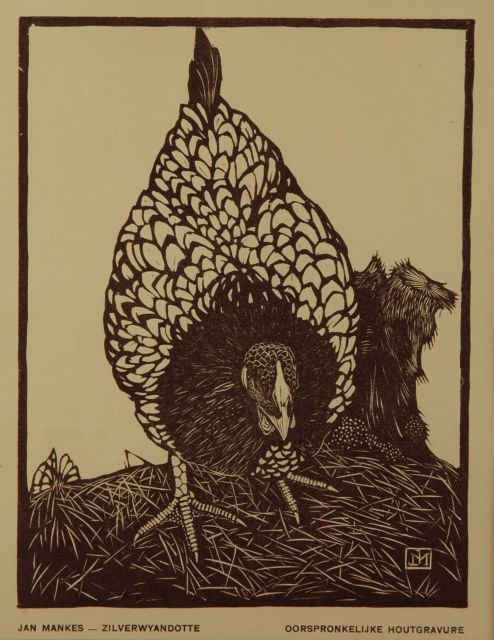 Mankes J.  | Chicken, print on paper 18.9 x 14.6 cm, signed l.r. with monogram in the block