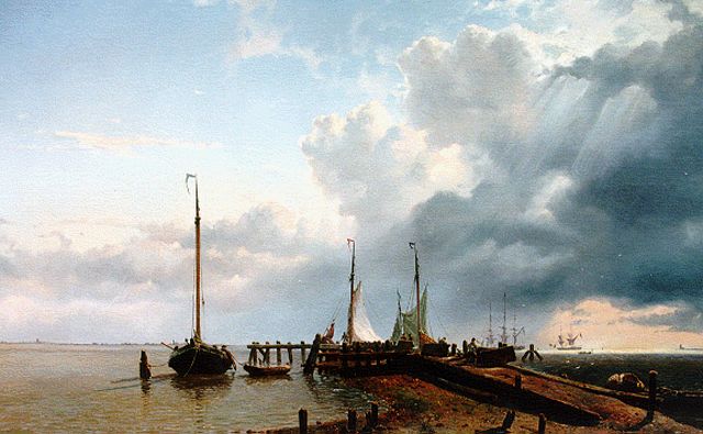 Willem van Deventer | Moored shipping, oil on canvas, 67.4 x 98.7 cm, signed l.r. and dated '49