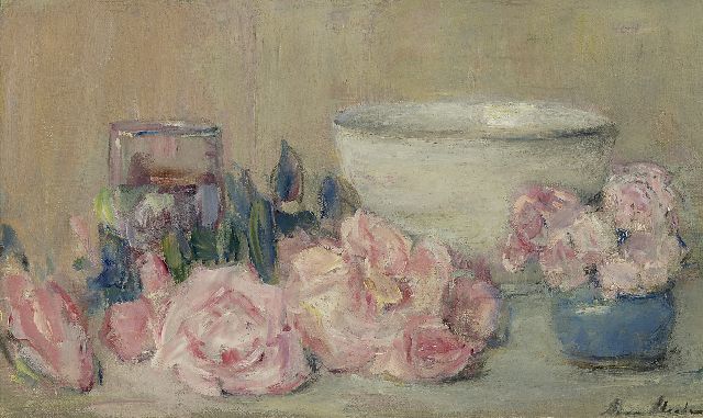 Abrahams A.A.  | Still life with pink roses, oil on canvas 30.5 x 50.0 cm, signed l.r.