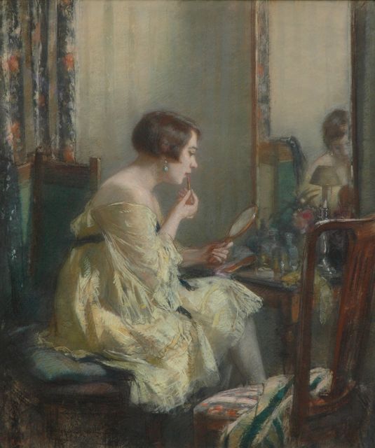 Salomon Garf | Dressing up (probably the Dutch actress Annie Verhulst, pastel on paper, 85.6 x 71.9 cm, signed l.l.