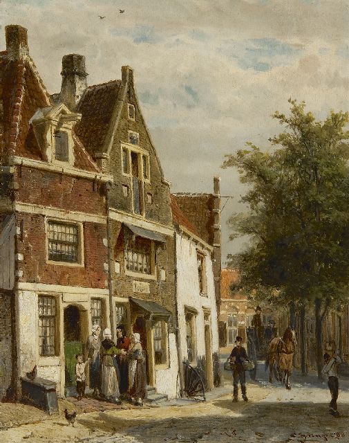 Cornelis Springer | The Leliestraat in Hoorn, oil on panel, 25.0 x 19.8 cm, signed l.r. and dated '88