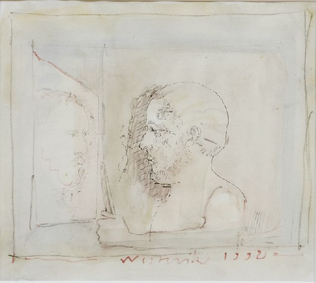 Co Westerik | Man with knife and mirror-reflection, watercolour, blackchalk and ink on Japanese paper, 19.0 x 21.0 cm, signed l.c. and dated 1992