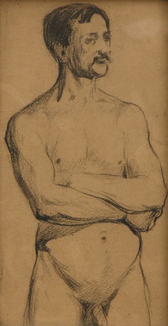 Herman Heijenbrock | Nude study of a man, pencil on paper, 21.2 x 10.9 cm