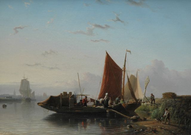 Rust J.A.  | The ferry, oil on canvas 39.2 x 54.0 cm, signed l.l.