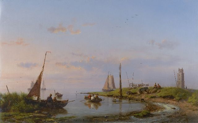 Hermanus Koekkoek | A fine day along the Zuiderzee, oil on canvas, 37.2 x 58.6 cm, signed l.r. and dated 1869