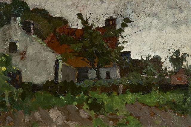 Nat W.H. van der | Farmhouse, oil on canvas laid down on panel 20.1 x 29.3 cm, signed l.r. and dated '09