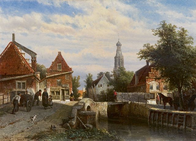 Cornelis Springer | A view on the Staaleversgracht in Enkhuizen, oil on panel, 36.2 x 50.0 cm, signed l.l. and dated 1866
