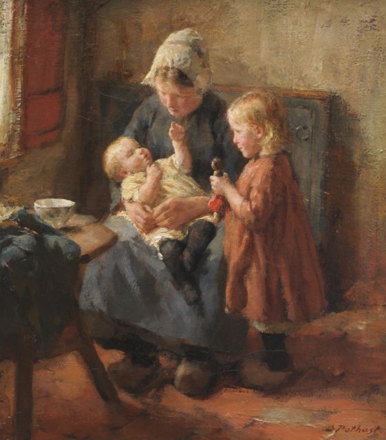 Bernard Pothast | Playing with the doll, oil on canvas, 34.9 x 30.4 cm, signed l.r.