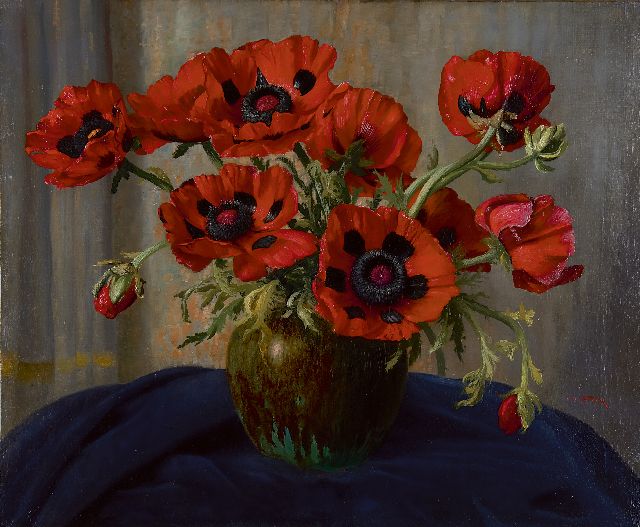 Piet Cottaar | Roses in a vase, oil on canvas, 54.8 x 66.8 cm, signed l.r. and l.r.