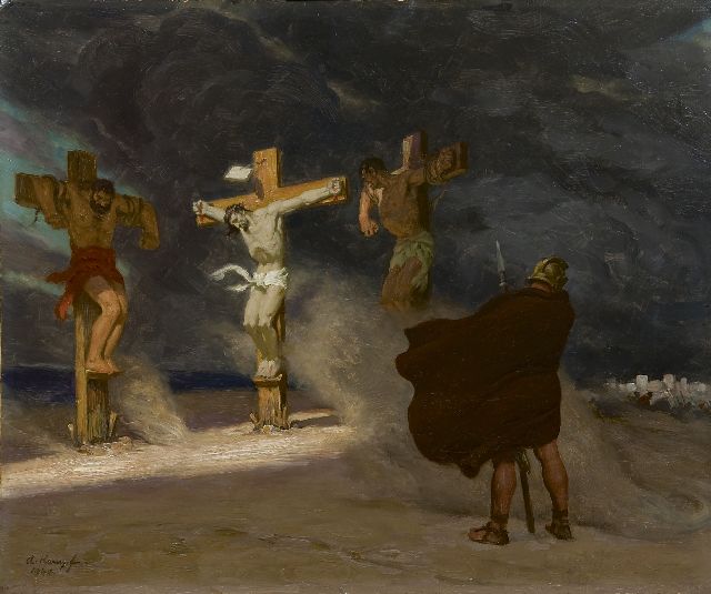 Kampf E.P.A.  | Golgotha, oil on board 50.1 x 60.0 cm, signed l.l. and dated 1944