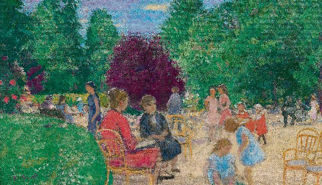 François Gall | Dans le parc, oil on canvas, 27.2 x 46.2 cm, signed l.l.