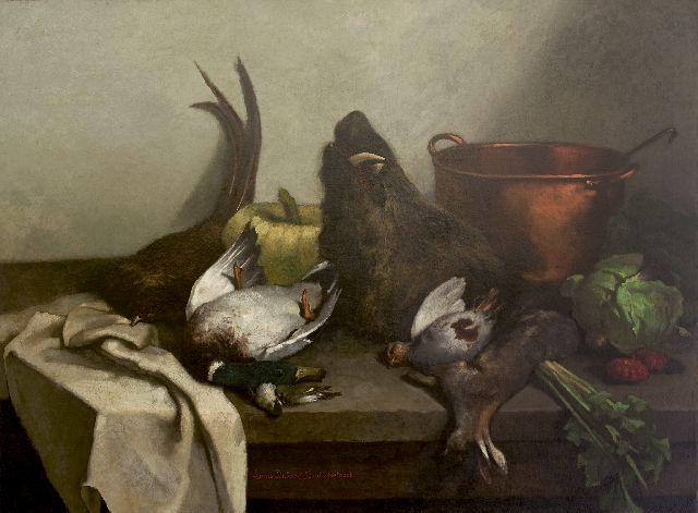 Dubois/Speekaert L./L.  | Stil life with poultry, oil on canvas 105.5 x 141.0 cm, signed l.c. by both artists