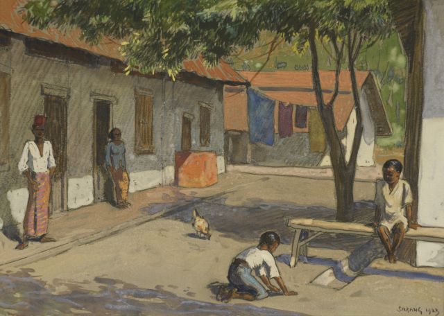 Willy Sluiter | A street in Sabang, charcoal and watercolour on paper, 24.0 x 34.3 cm, dated 'Sabang' 1923 r.o.