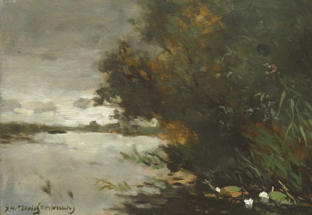 Weissenbruch H.J.  | Peat polder, oil on paper laid down on panel 27.6 x 40.2 cm, signed l.l.