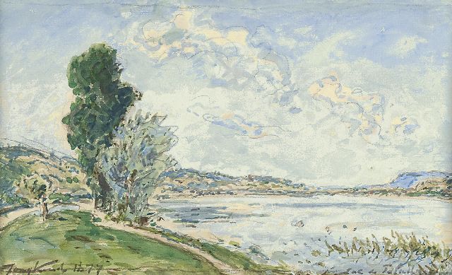 Johan Barthold Jongkind | A view of the Lake Paladru, pencil and watercolour on paper, 15.1 x 25.0 cm, signed l.l. and dated 1877