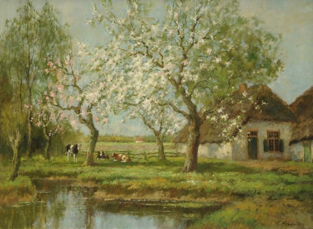 Cor Bouter | Farmyard in spring, oil on canvas, 61.0 x 81.6 cm, signed l.r. 'W. Hendriks' (pseudonym)