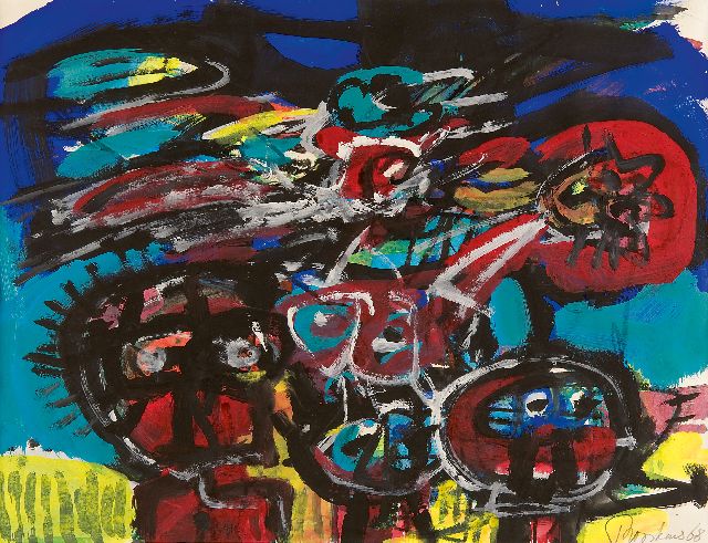 Anton Rooskens | Figuren, gouache op papier, 37,5 x 49,0 cm, gesigneerd r.o. en gedateerd '68