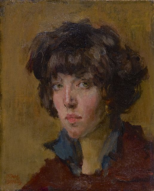 Isaac Israels | Young lady with a fringe, oil on panel, 27.1 x 21.7 cm, signed l.l.